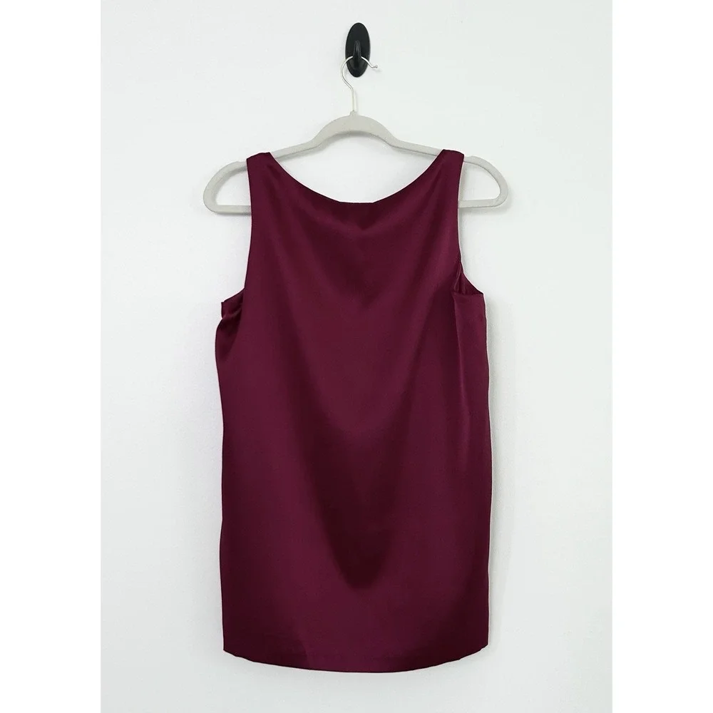 Eileen Fisher Women Med M Hibiscus Red Stretch Silk Charmeuse Sleeveless Top NWT - Picture 3 of 14